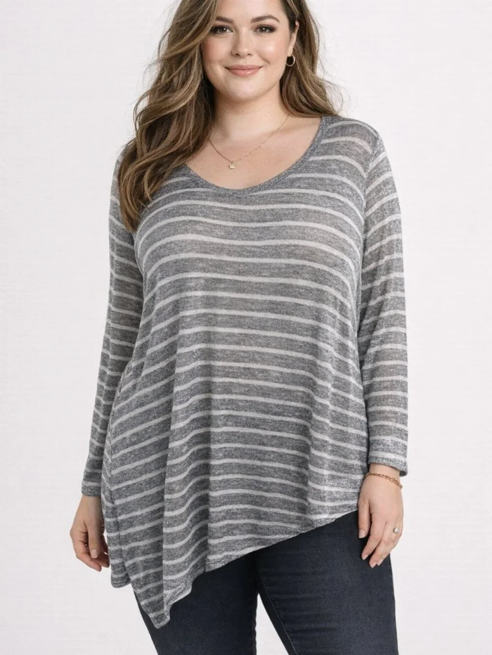 ✨2/$20 NWT Lane Bryant Sheer Metallic Striped Blouse Shimmer Plus Size 26/28 - Picture 1 of 15
